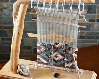 Navajo Native American Loom with Weaving Wood Sculpture	17 x 21 x 8in	HxWxD
