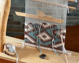 Navajo Native American Loom with Weaving Wood Sculpture	17 x 21 x 8in	HxWxD
