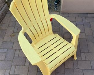 2pc Plastic Adirondack Chairs Pair Green & Yellow	37 x 29.5 x 32in	HxWxD
