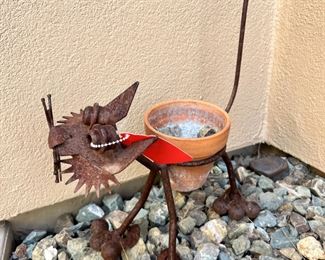 Rustic Metal Cat Planter	10 inches high	
