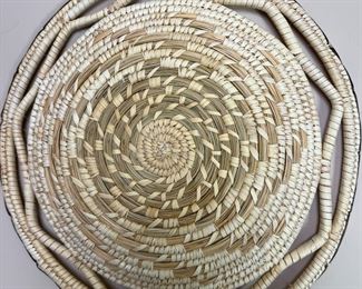 Tohono O’Odham Swirling Split Leaf Basket Papago Tray Native American 	11 inches diameter	

