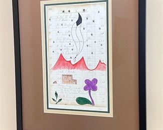 Framed Original Native American Ledger Art	Frame: 21.25 x 17.25in	
