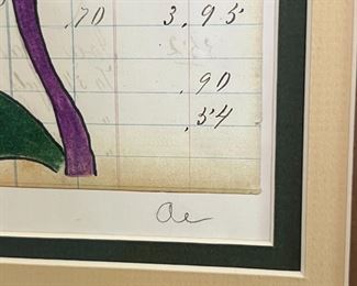 Framed Original Native American Ledger Art	Frame: 21.25 x 17.25in	
