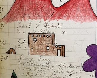 Framed Original Native American Ledger Art	Frame: 21.25 x 17.25in	
