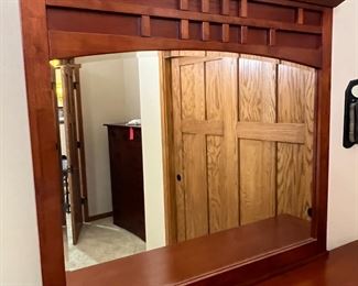 Long Dresser & Mirror Broyhill Artisan Ridge Mission Arts and Crafts 9 Drawer  	Dresser: 39x66x18in<BR>Mirror : 42 x 48 x2.5in	HxWxD
