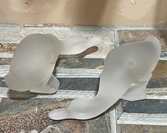 2pc Art Deco Frosted Glass Ducks by Ferjac France	6 inches long	

