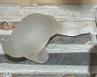 2pc Art Deco Frosted Glass Ducks by Ferjac France	6 inches long	
