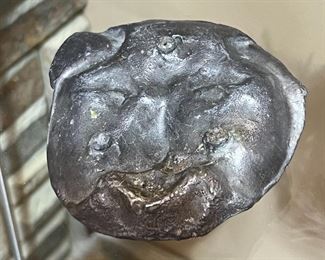 Vintage Cast Metal Cat Face Dish	3.5 inches across	
