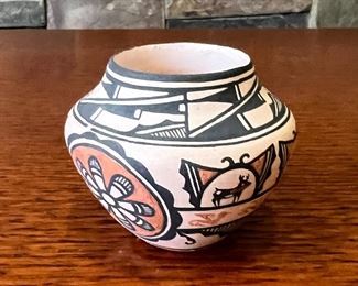 Zuni Pueblo Pottery Kelly Tsadiasi mini Bowl	2.5 inches high.	
