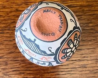 Zuni Pueblo Pottery Kelly Tsadiasi mini Bowl	2.5 inches high.	
