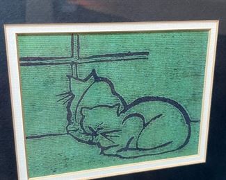 Framed Cat Print Lynn Hanson Climbing Cat Cards	Frame: 8.75 x 9.75in	
