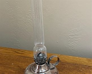 Wallace Oil Lamp Silver Plated #9065 w/ Chimeny	12.75 inches high.	
