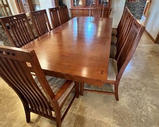 11pc Dining Set Table & Chairs Broyhill Artisan Ridge Mission Arts and Crafts	Table: 30 x 44 x 72-90-108in	
