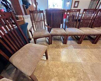 11pc Dining Set Table & Chairs Broyhill Artisan Ridge Mission Arts and Crafts	Table: 30 x 44 x 72-90-108in	
