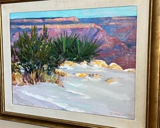 Original Art Canyon Snow Jonathan Sobol Oil Painting  	Frame: 25 x 30in	
