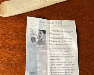 The Shaman Sings Carved Whalebone Fossil Bobby Nashookpuk	1,14.5 inches long.	
