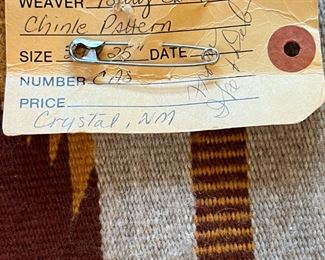 Navajo Betty Carol Crystal Chinle Pattern Rug Native American 26 x 38in	