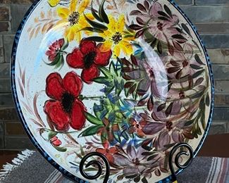 Yellowbird Studio Marianne Vinich Handpainted Bowl 	14.5 inches diameter.	

