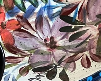 Yellowbird Studio Marianne Vinich Handpainted Bowl 	14.5 inches diameter.	
