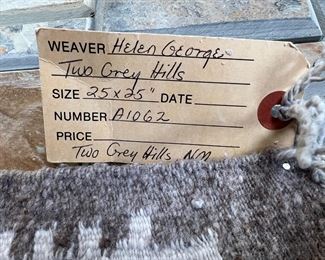 Navajo Two Grey Hills Rug Helen George  	25 x 25in	
