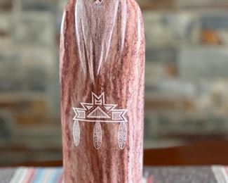 Navajo Roy Yazzie Alabaster Sculpture Where are the Eagles Soap Stone Native American  Carving	12 inches high	
