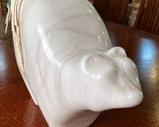 Large Carved Stone Zuni Bear Sculpture Native American 	7.5 x 9.5 x 3.5in	
