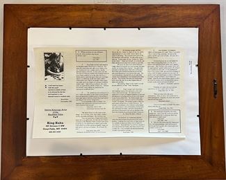 Signed/Numbered King Kuka Native American Flag Embossed Litho Art Framed Painting Print 	Frame: 20.75 x 16.75in	
