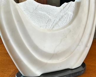 Navajo Tim Washburn Alabaster Sculpture  Two Eagles Carved Native American Soapstone 	14.5 x 14.5 x 3.5.	HxWxD
