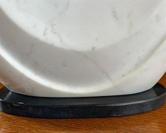 Navajo Tim Washburn Alabaster Sculpture  Two Eagles Carved Native American Soapstone 	14.5 x 14.5 x 3.5.	HxWxD
