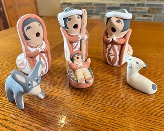 6pc Nativity Scene Judy Toya Pueblo Jemez Native American Pottery	4.5 inches high.	
