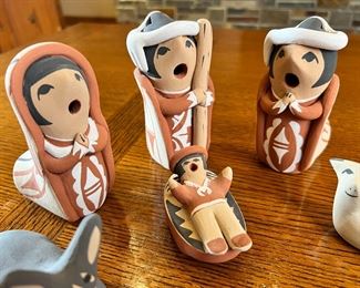 6pc Nativity Scene Judy Toya Pueblo Jemez Native American Pottery	4.5 inches high.	
