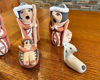 6pc Nativity Scene Judy Toya Pueblo Jemez Native American Pottery	4.5 inches high.	
