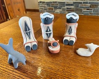 6pc Nativity Scene Judy Toya Pueblo Jemez Native American Pottery	4.5 inches high.	
