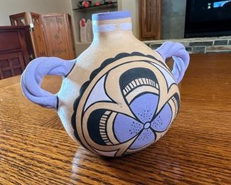 Miranda Martinez Handle Pot Native American Pottery 	4.25 inches high.	
