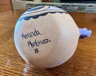 Miranda Martinez Handle Pot Native American Pottery 	4.25 inches high.	
