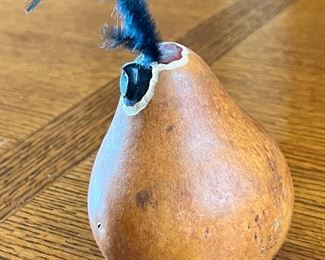 B Cox Carved Quail Gourd	4.25 inches high.	

