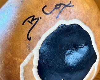 B Cox Carved Quail Gourd	4.25 inches high.	
