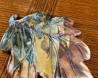 Signed Studio Pottery Maple Leaf	5.5 x 7in	
