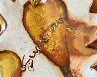 Signed Studio Pottery Maple Leaf	5.5 x 7in	
