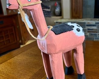 Folk Art Carved Wood Horse	13 inches high	
