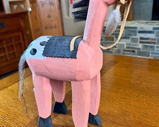Folk Art Carved Wood Horse	13 inches high	
