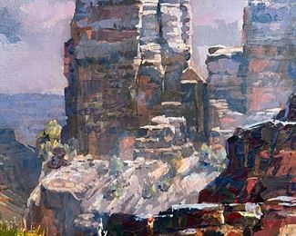 Original Art Leland Beaman Grand Canyon Oil Painting  	Frame: 53 x 53in	
