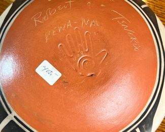 Santo Domingo Kewa Robert Tenorio Pottery Bowl Native American 	4 x 8in diameter	
