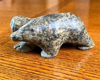 Inuit Bear-Man Transformative Soapstone Sculpture Carving	2.5 inches high.	
