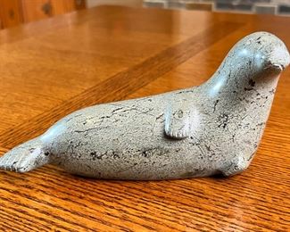 Inuit Seal Soap Stone Figure Soapstone Sculpture 1975 APP	6.5 inches long	
