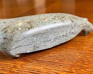Inuit Seal Soap Stone Figure Soapstone Sculpture 1975 APP	6.5 inches long	
