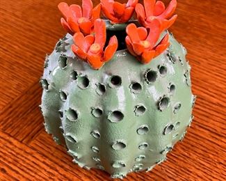 Artist Made Ceramic Barrel Cactus	5 inches high	
