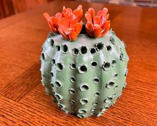 Artist Made Ceramic Barrel Cactus	5 inches high	
