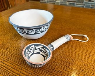 T. Chopito Zuni Pottery Bowl & Spoon	3.5 x 6.75in diameter.	
