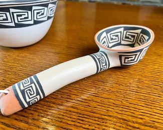 T. Chopito Zuni Pottery Bowl & Spoon	3.5 x 6.75in diameter.	
